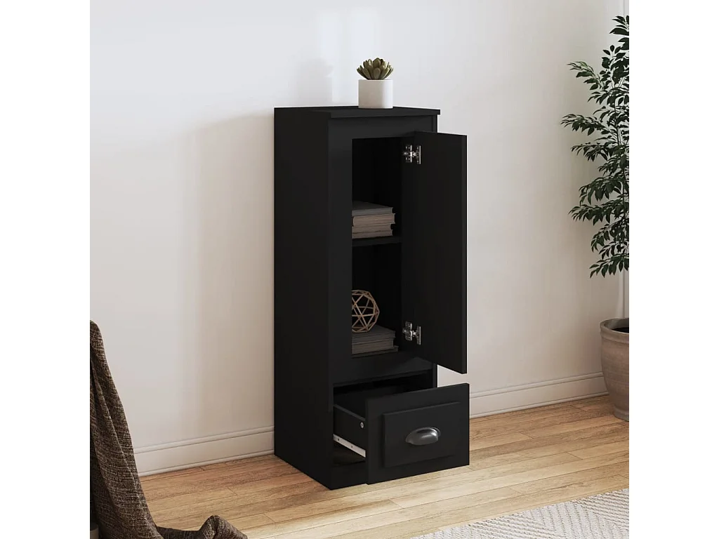 Buffet haut noir 36x35,5x103,5 cm bois d'ingénierie