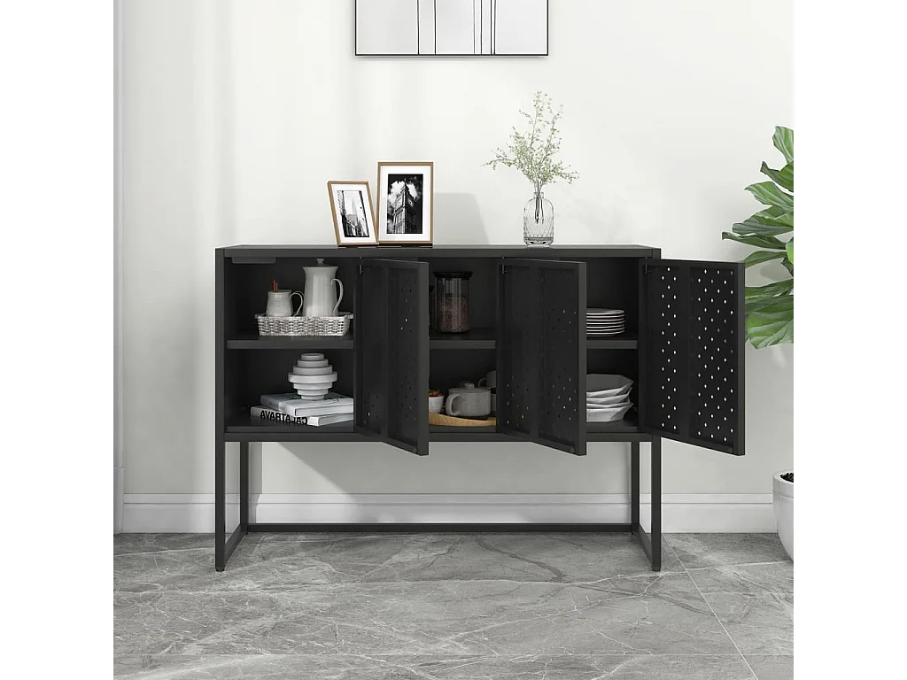 Buffet Noir 105x35x75 cm Acier