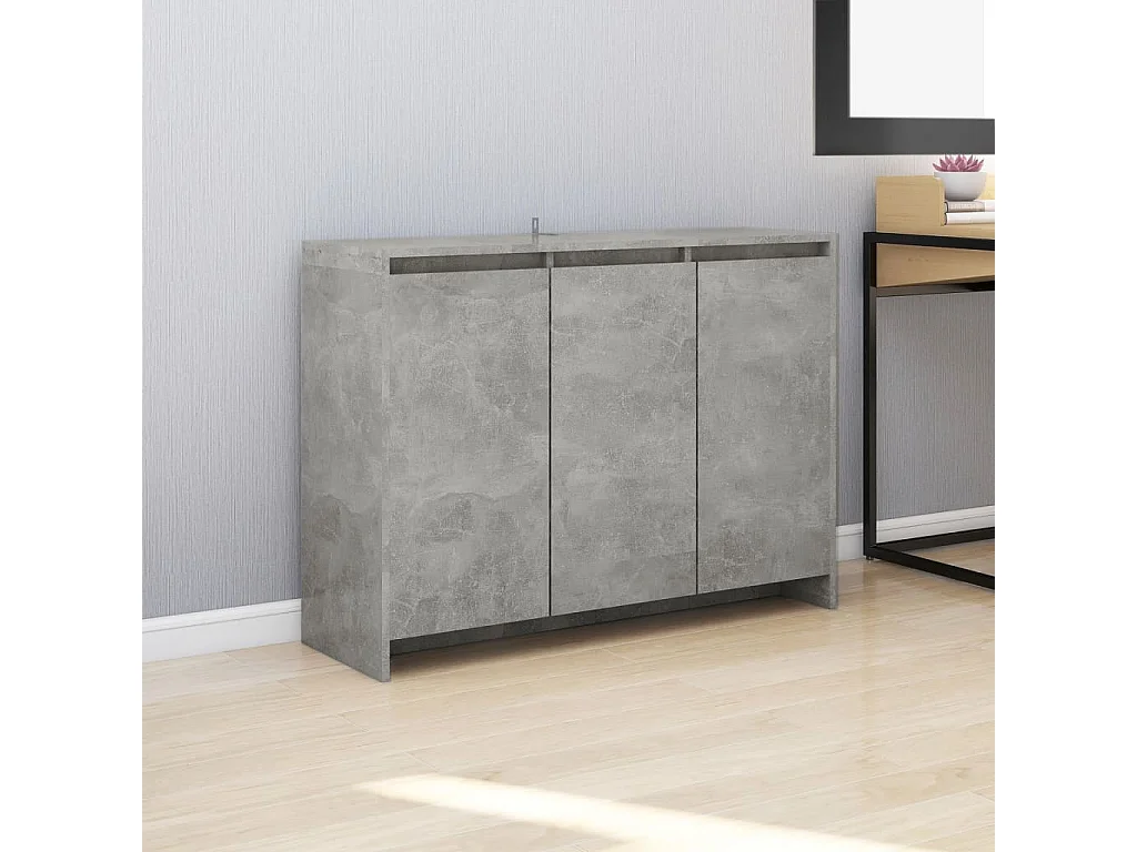 Aparador de madera contrachapada gris hormigón 102x33x75 cm