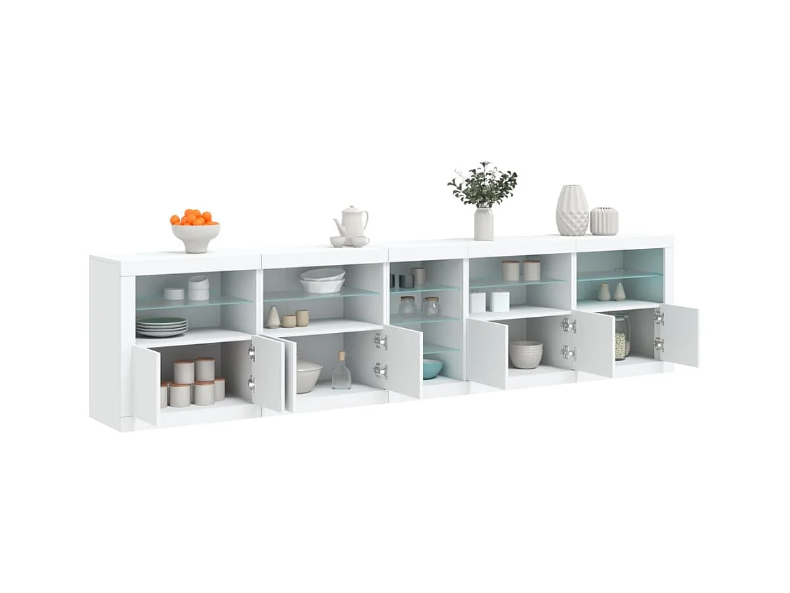 Buffet avec lumières LED blanc 283x37x67 cm