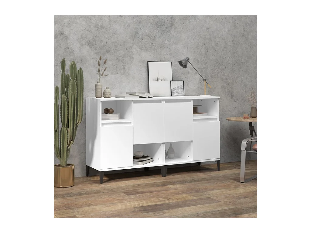 Buffets 2 pièces blanc 60x35x70 cm bois d'ingénierie