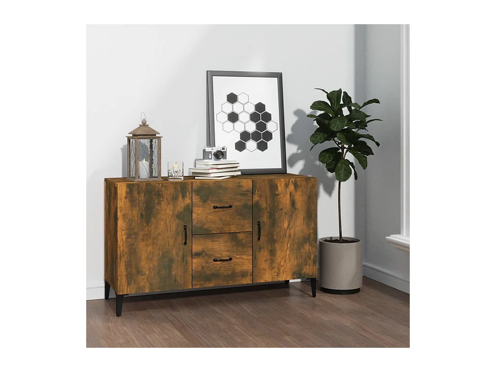 Buffet chêne fumé 100x36x60 cm bois d'ingénierie