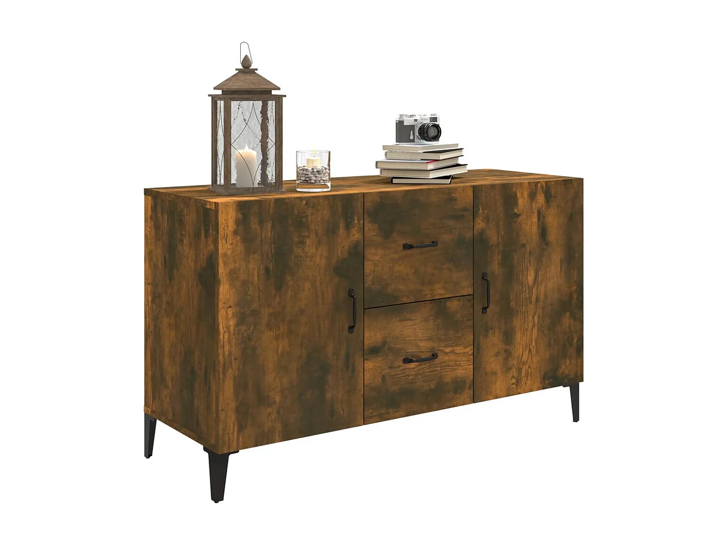 Buffet chêne fumé 100x36x60 cm bois d'ingénierie