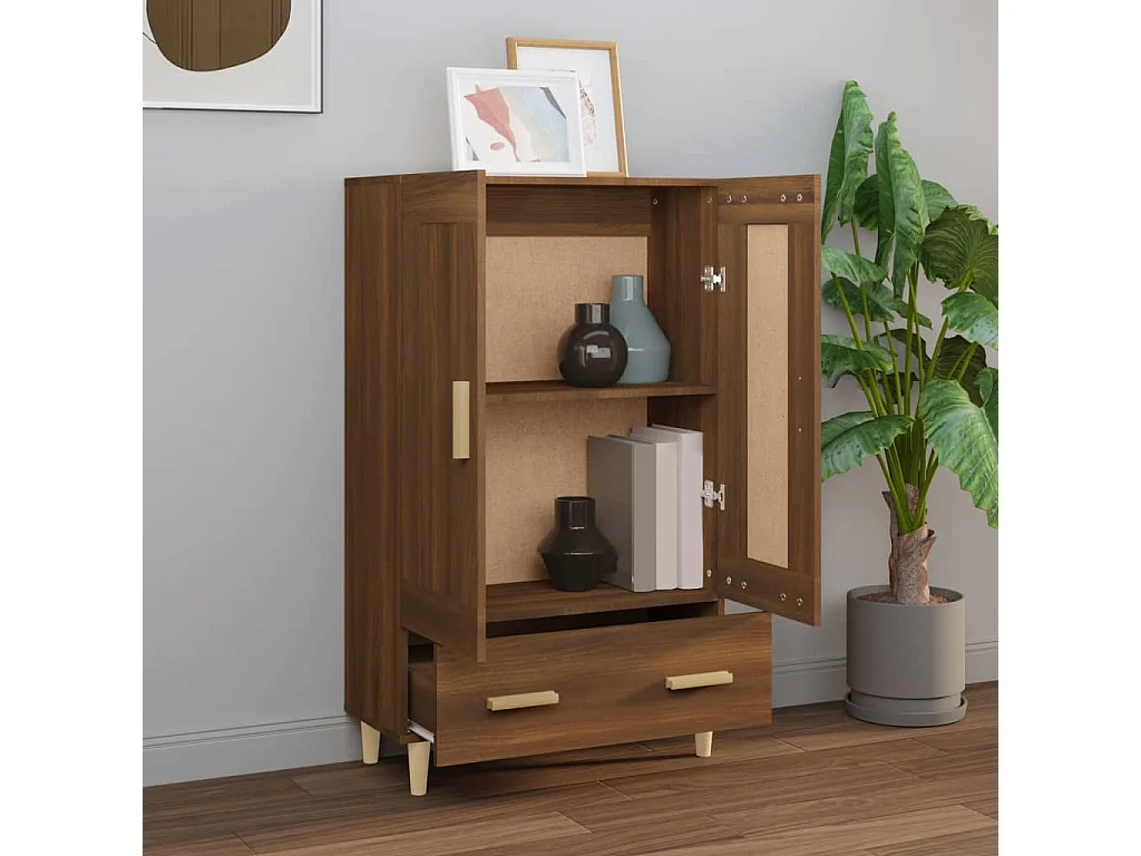 Armário alto 70x31x115 cm madeira processada carvalho castanho