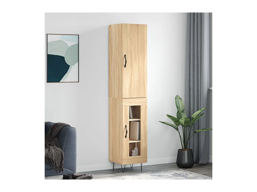 Buffet haut Chêne sonoma 34,5x34x180 cm Bois d'ingénierie