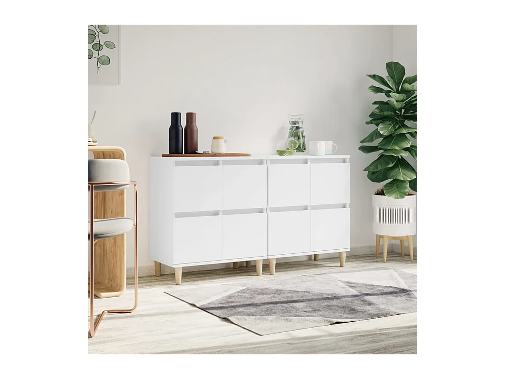 Buffets 2 pièces blanc 60x35x70 cm bois d'ingénierie