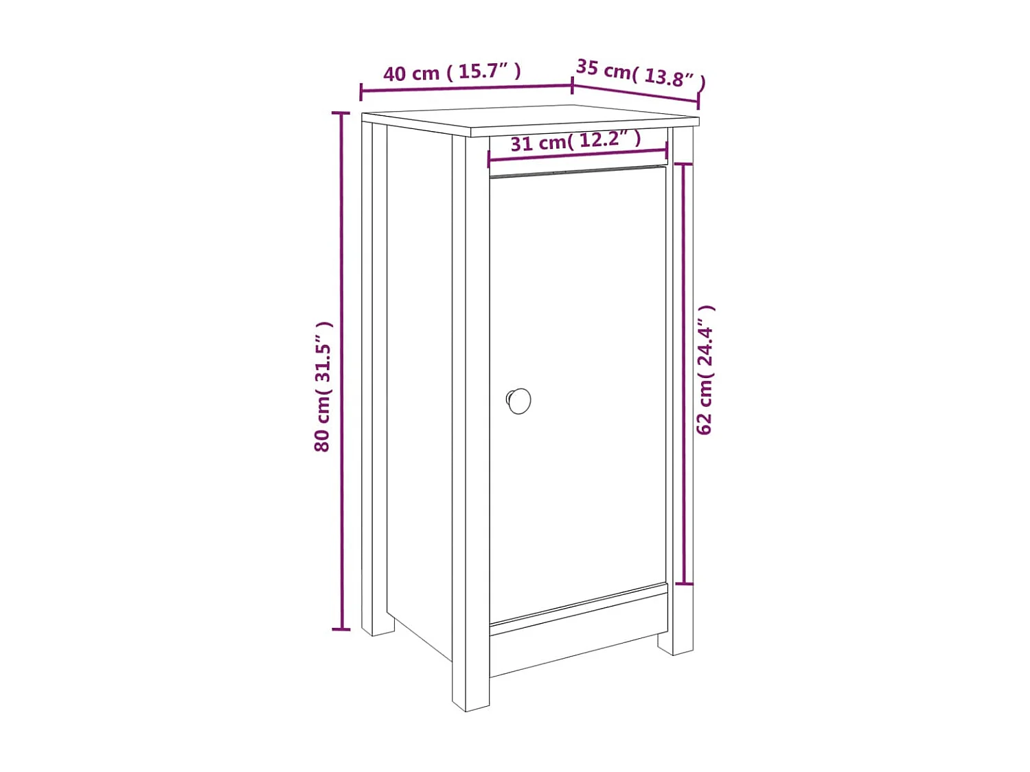 Buffets 2 pièces Blanc 40x35x80 cm Bois massif de pin