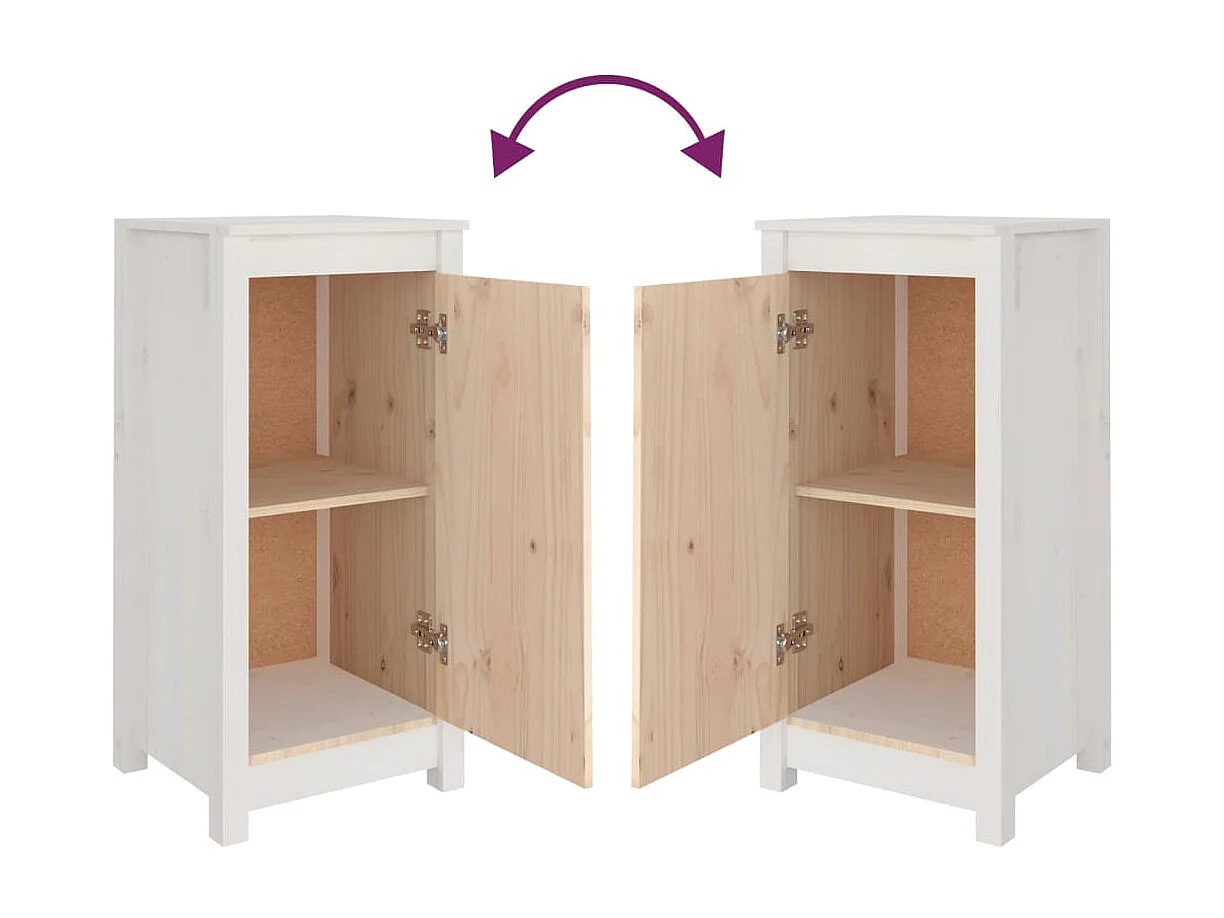 Buffets 2 pièces Blanc 40x35x80 cm Bois massif de pin