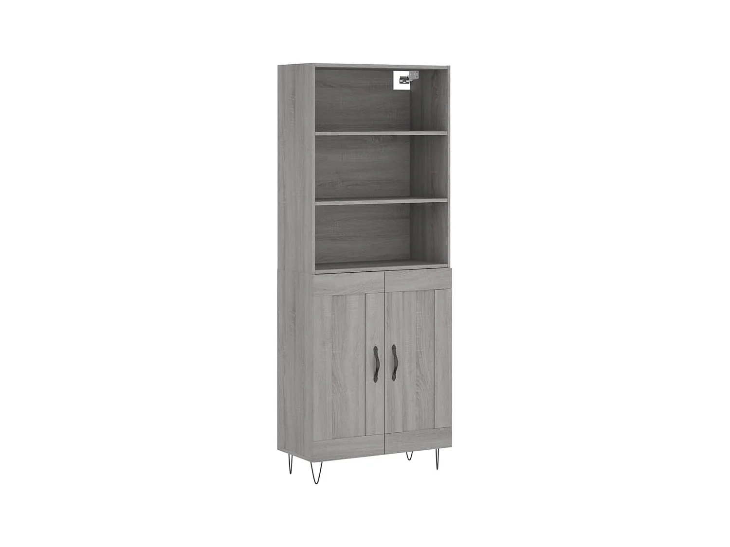 Hoge kast 69,5x34x180 cm bewerkt hout grijs sonoma eikenkleurig