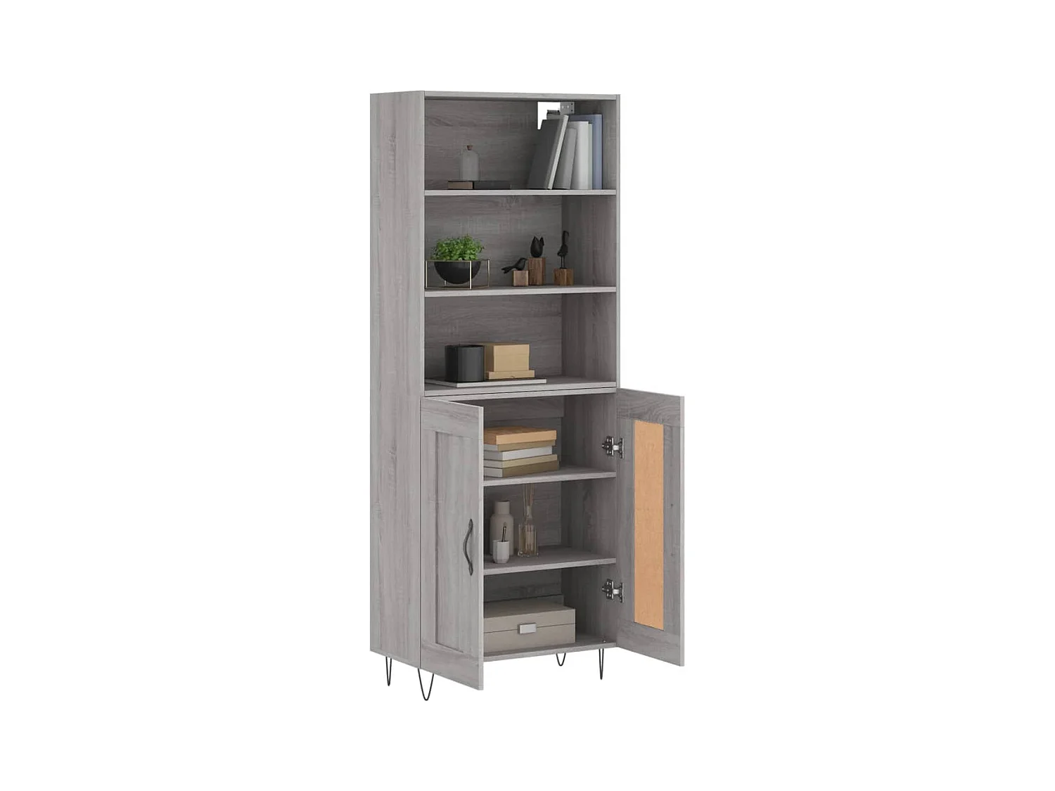 Hoge kast 69,5x34x180 cm bewerkt hout grijs sonoma eikenkleurig