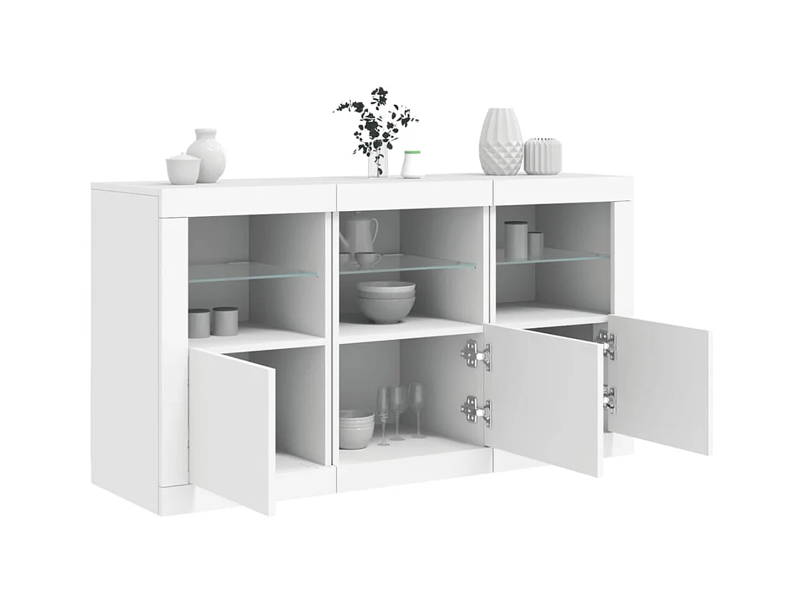 Buffet avec lumières LED blanc 123x37x67 cm