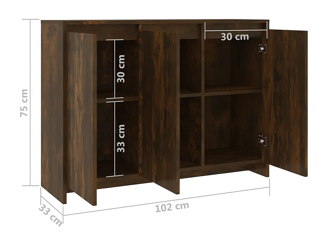 Buffet Chêne fumé 102x33x75 cm Aggloméré