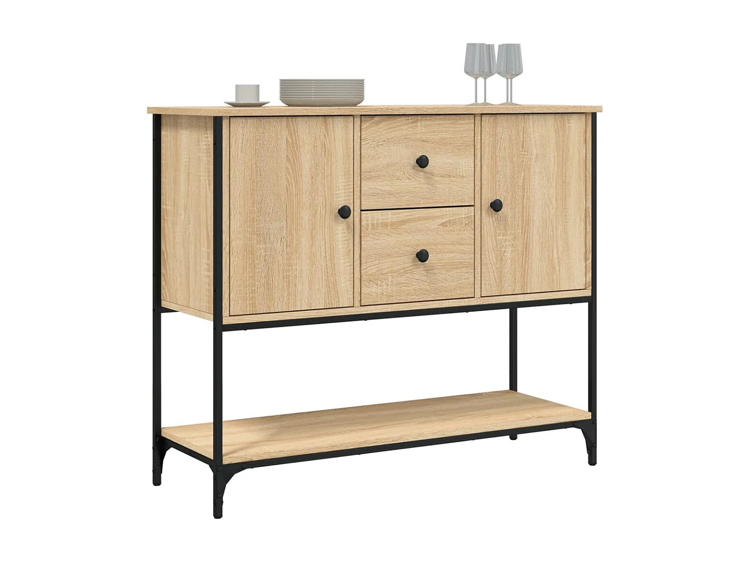 Aparador de madera de ingeniería roble Sonoma 100x36x85 cm