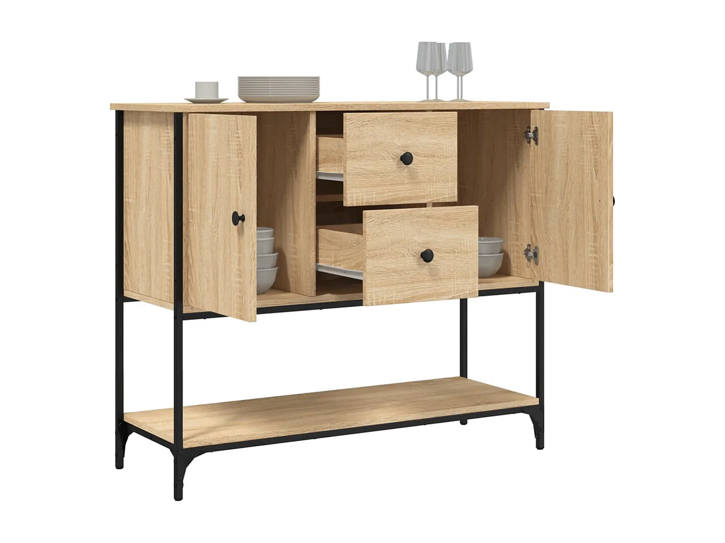 Buffet chêne sonoma 100x36x85 cm bois d'ingénierie