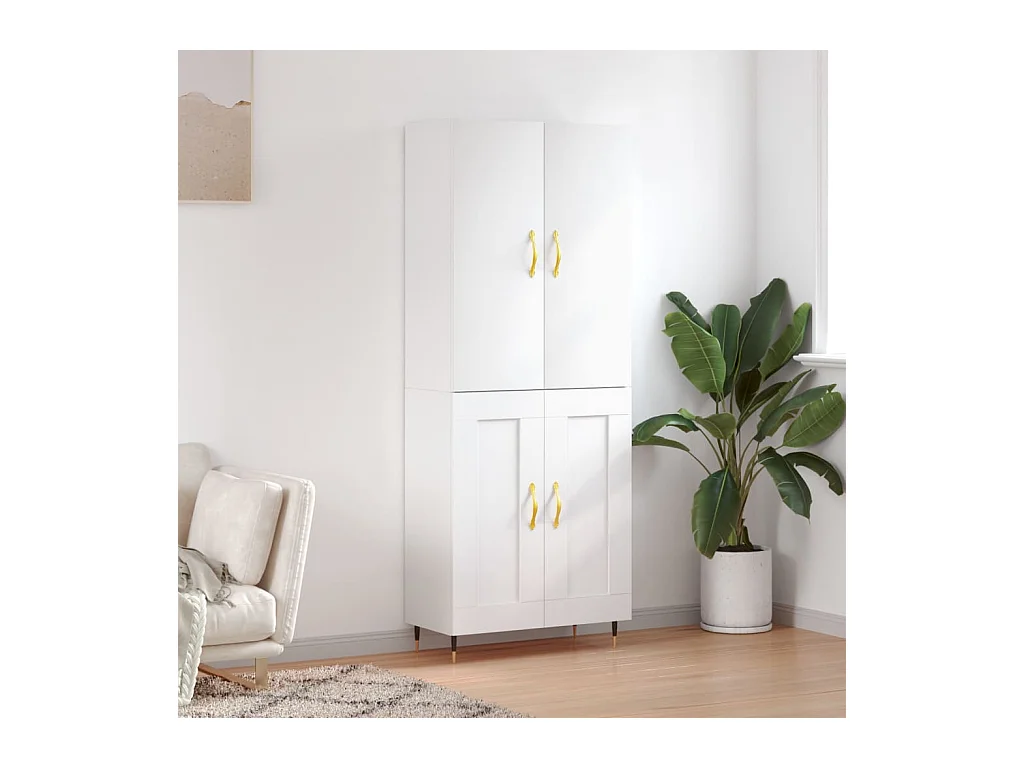 Buffet haut Blanc 69,5x34x180 cm Bois d'ingénierie