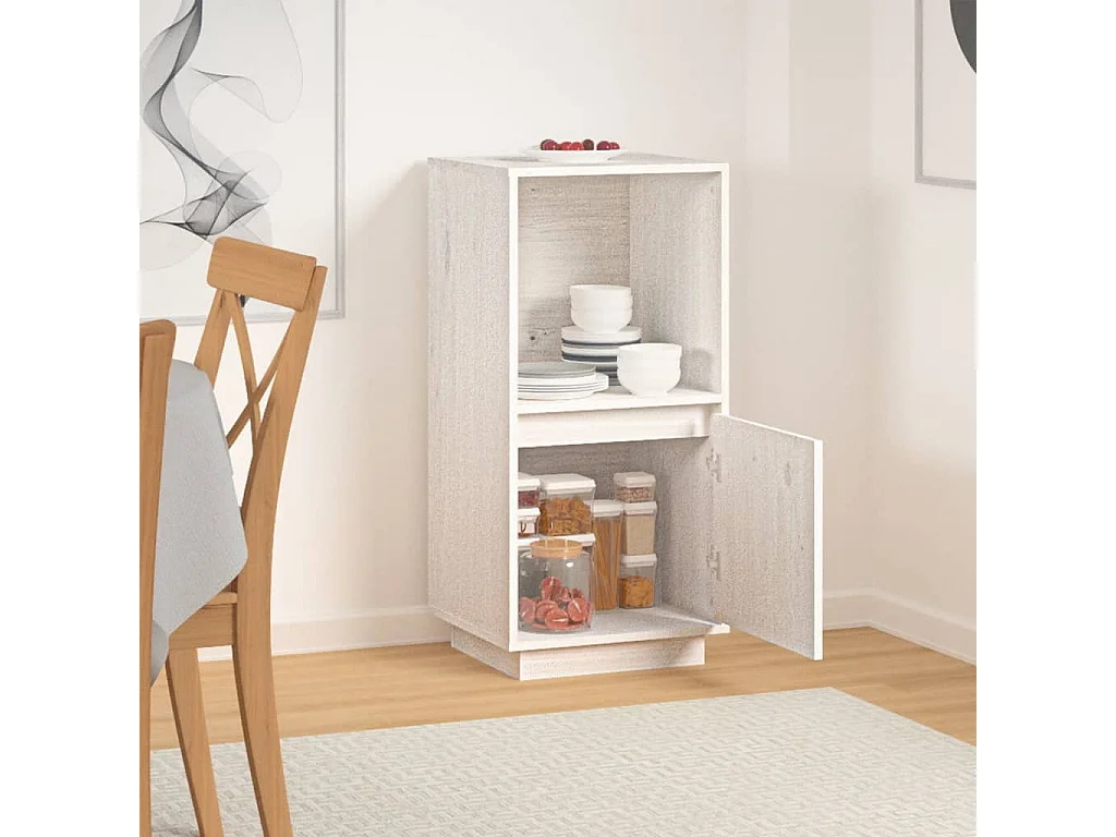 Dressoir 38x35x80 cm massief grenenhout wit