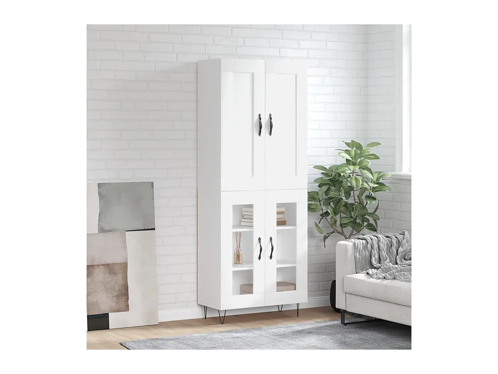 Buffet haut Blanc 69,5x34x180 cm Bois d'ingénierie