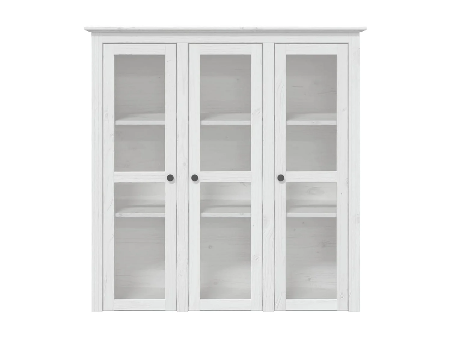 Armoire avec portes vitrées BODO blanc bois de pin massif