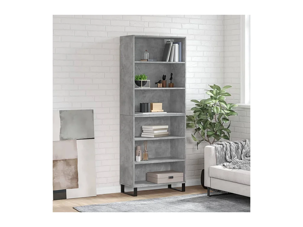 Buffet gris béton 69,5x32,5x180 cm bois d'ingénierie