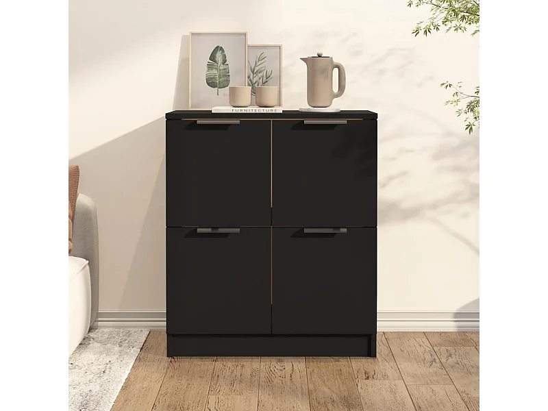 Buffet noir 60x30x70 cm bois d'ingénierie