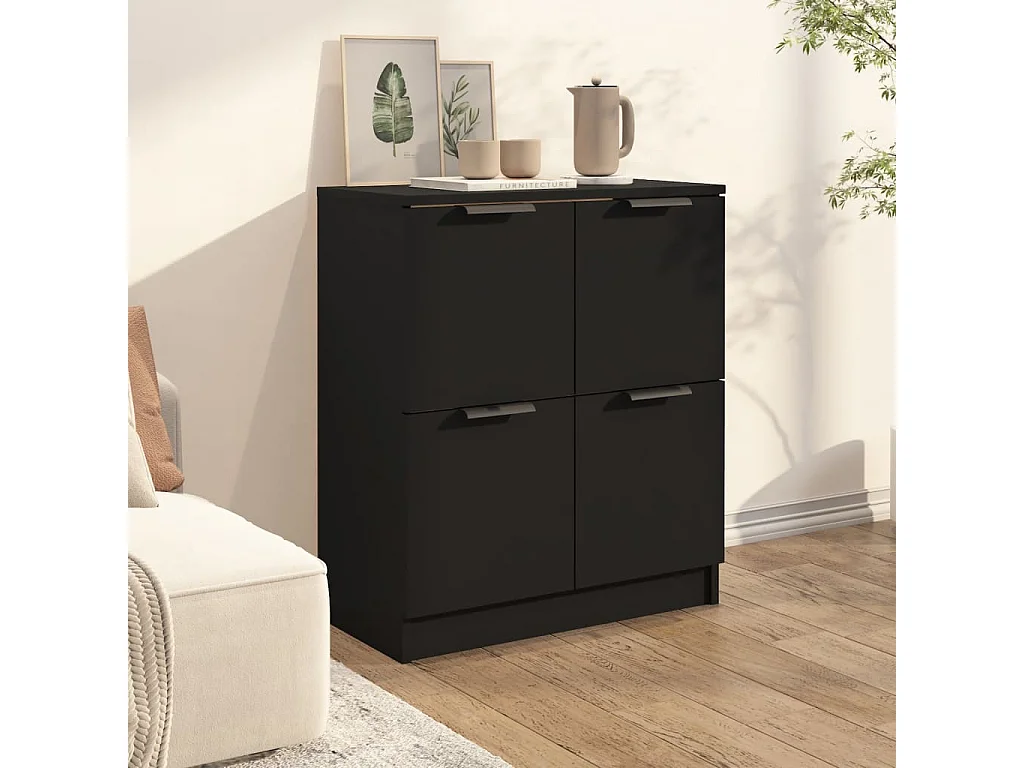 Buffet noir 60x30x70 cm bois d'ingénierie