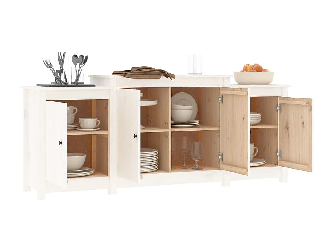 Dressoir 164x37x68 cm massief grenenhout wit