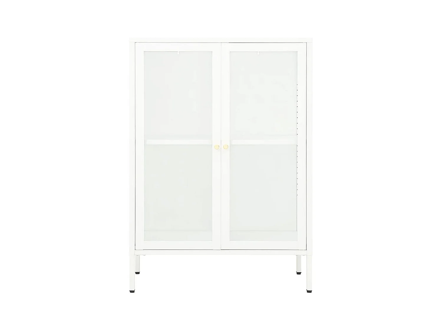 Dressoir 75x35x105 cm staal en glas wit
