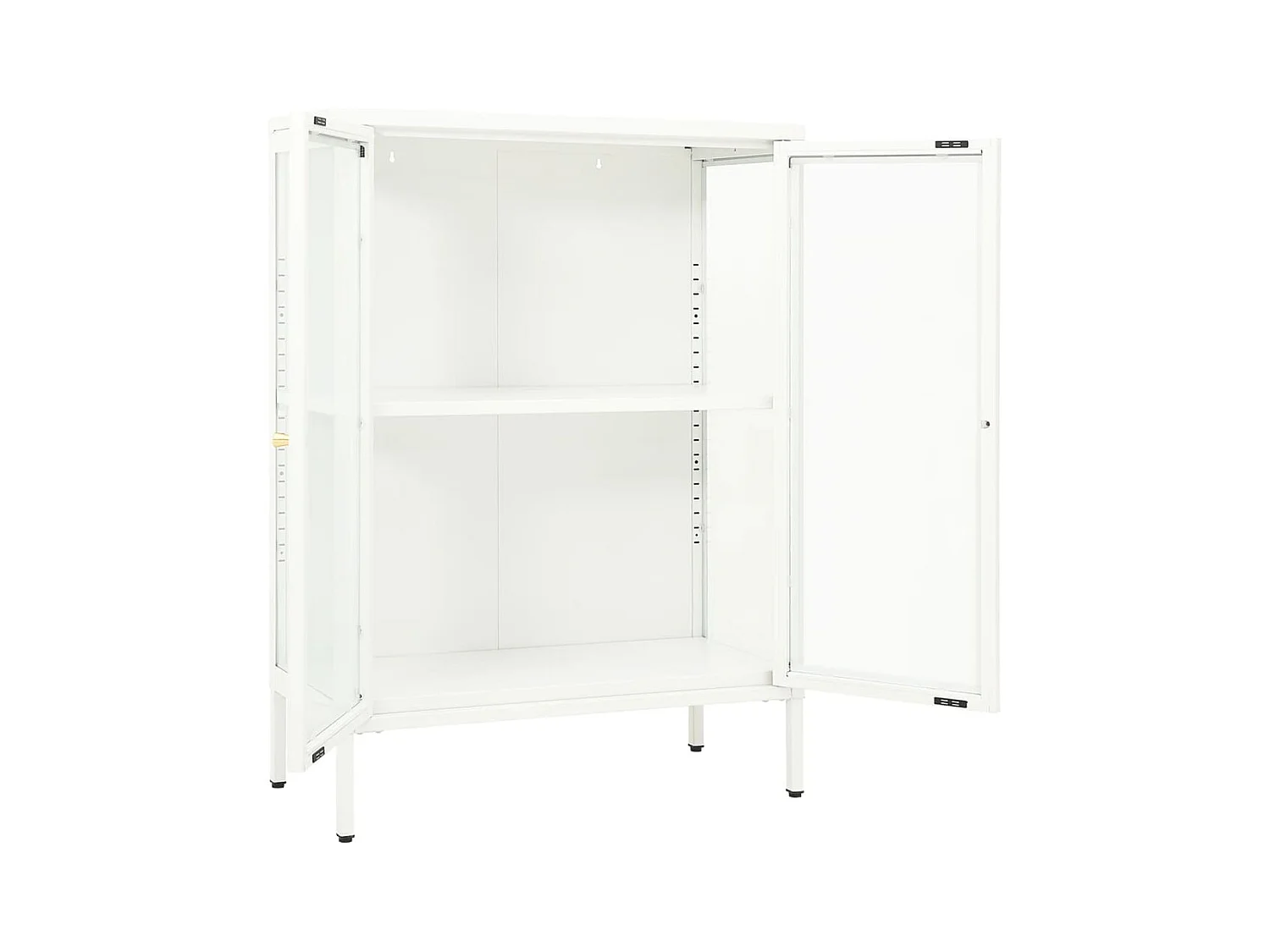 Dressoir 75x35x105 cm staal en glas wit
