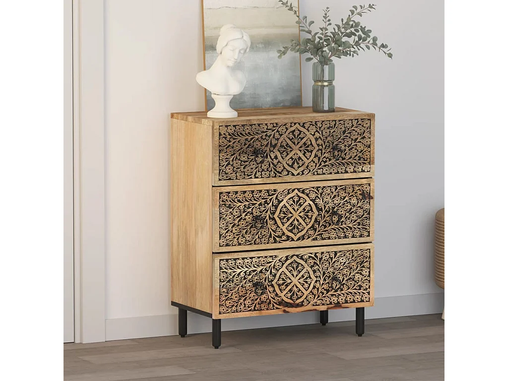 Armoire latérale 60x33x75 cm bois massif de manguier