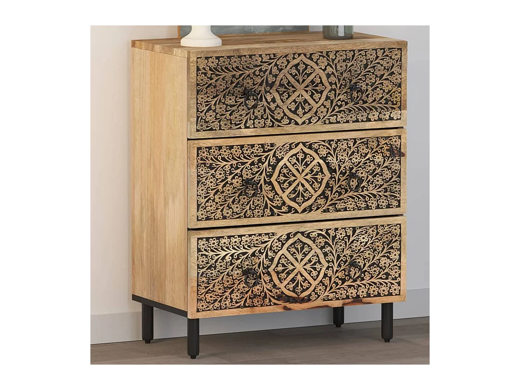 Armario auxiliar madera maciza de mango 60x33x75 cm