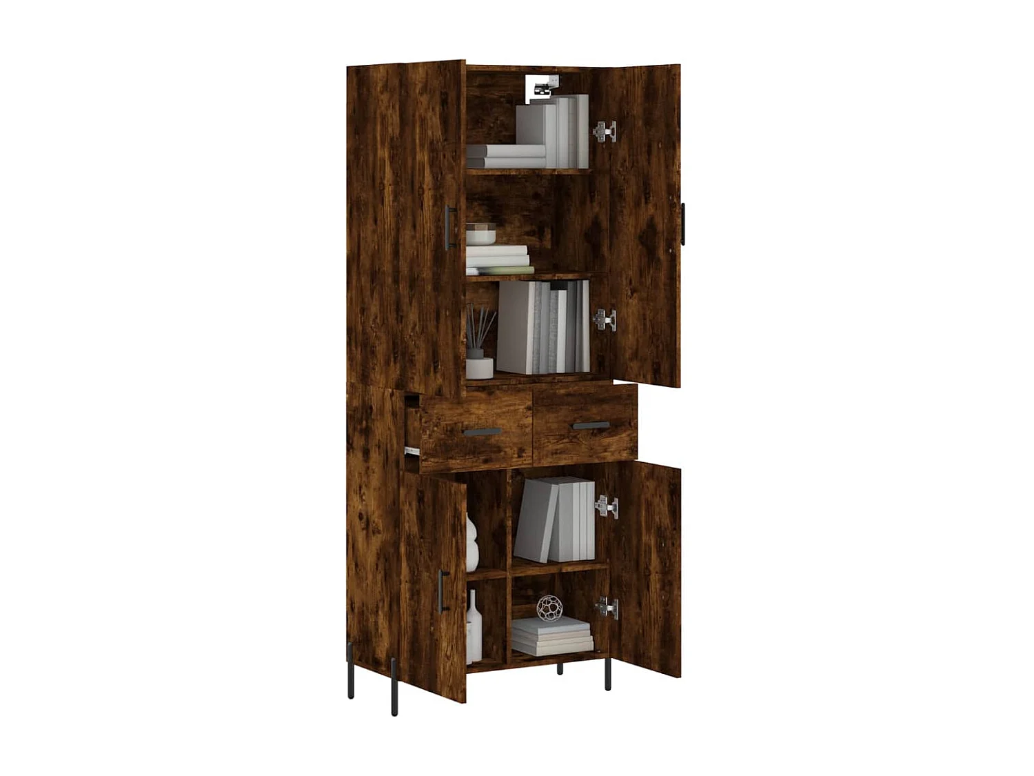 Buffet haut Chêne fumé 69,5x34x180 cm Bois d'ingénierie