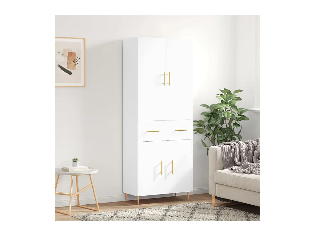 Buffet haut Blanc 69,5x34x180 cm Bois d'ingénierie