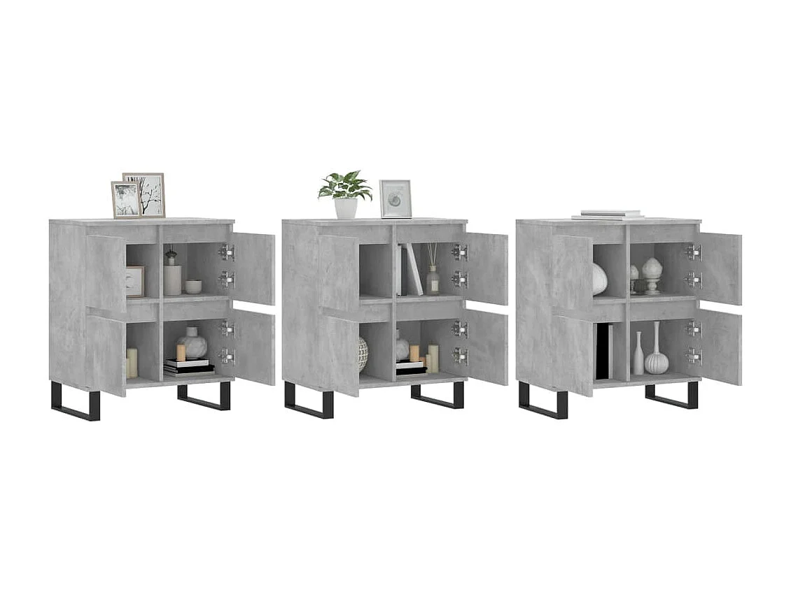 Buffets 3 pièces gris béton bois d'ingénierie