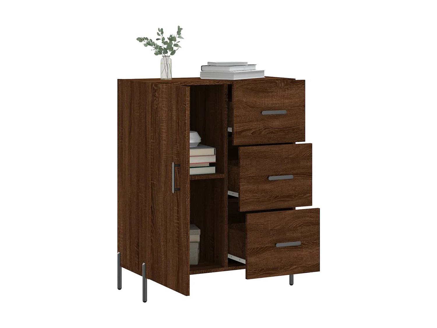 Aparador de madera de ingeniería marrón roble 69,5x34x90 cm