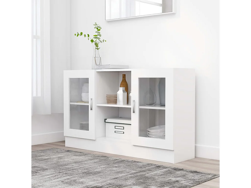 Armoire à vitrine Blanc 120x30,5x70 cm Aggloméré