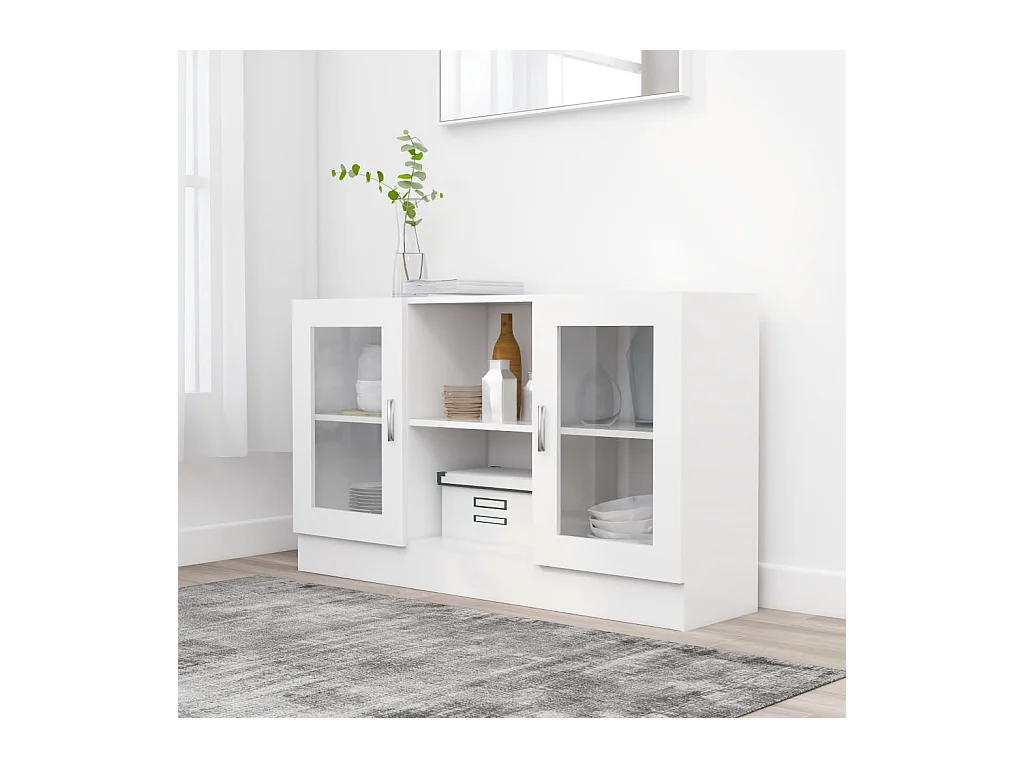 Armoire à vitrine Blanc 120x30,5x70 cm Aggloméré