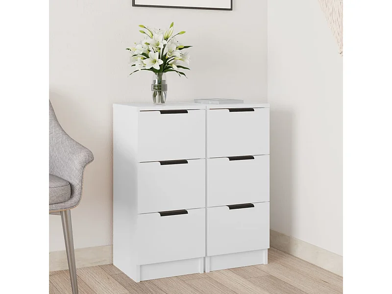 Buffets 2 pièces Blanc 30x30x70 cm Bois d'ingénierie