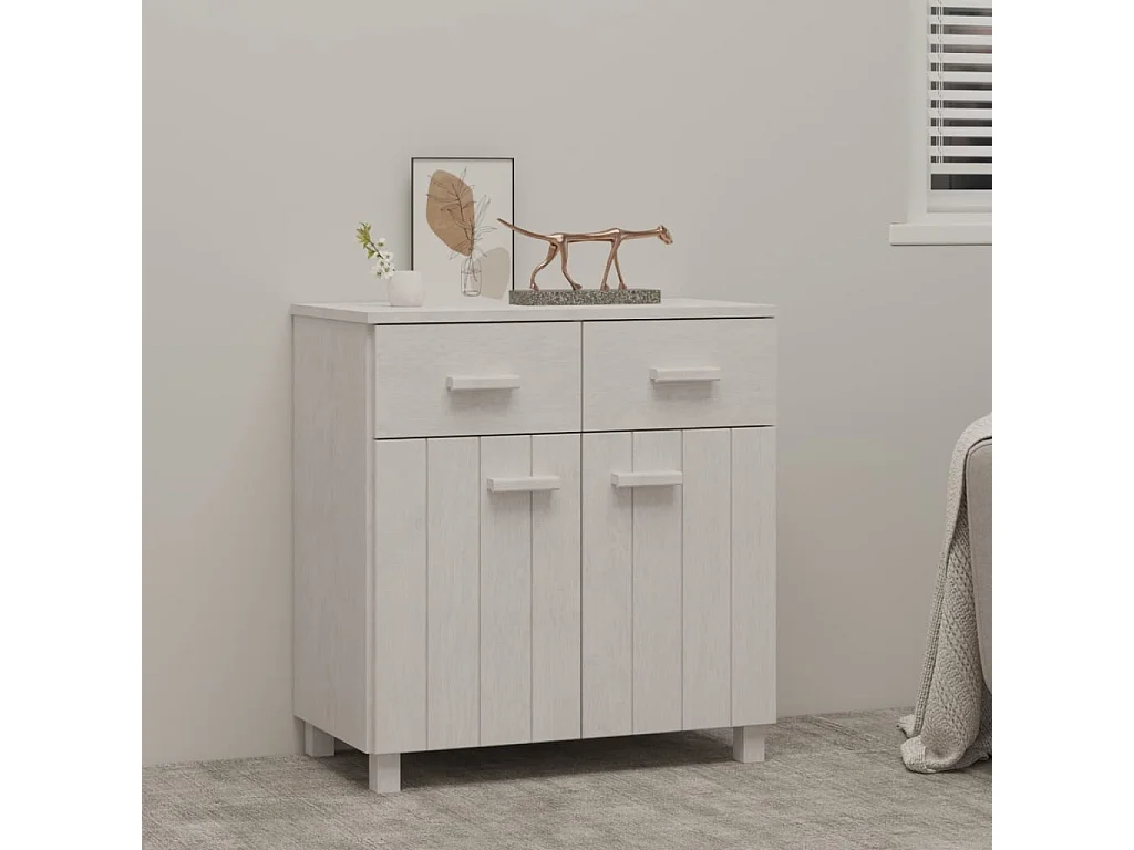 Buffet HAMAR Blanc 79x40x80 cm Bois massif de pin