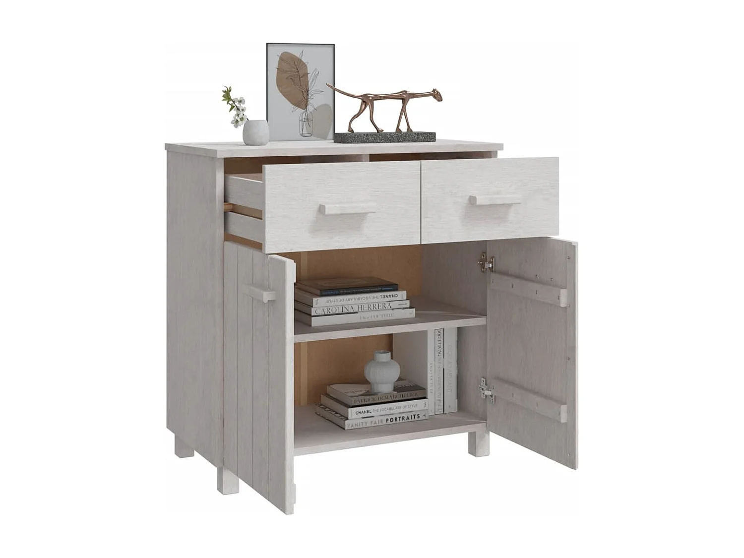 Buffet HAMAR Blanc 79x40x80 cm Bois massif de pin