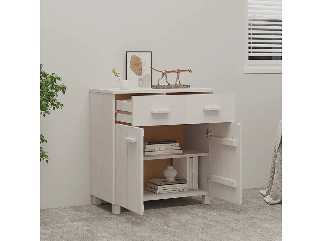Buffet HAMAR Blanc 79x40x80 cm Bois massif de pin