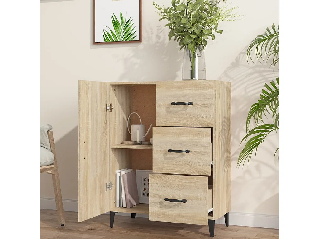Buffet chêne sonoma 69,5x34x90 cm bois d'ingénierie