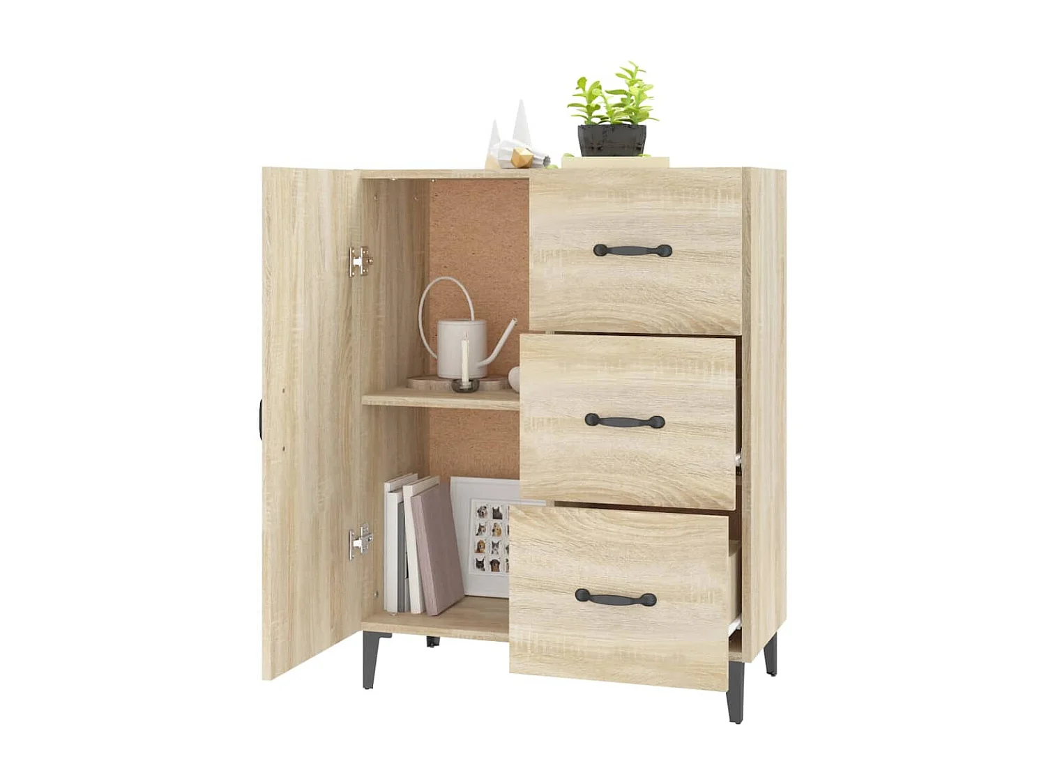 Buffet chêne sonoma 69,5x34x90 cm bois d'ingénierie
