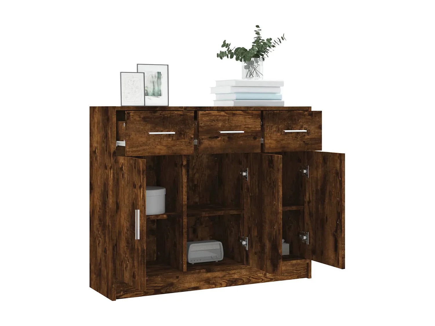 Dressoir 91x28x75 cm bewerkt hout gerookt eikenkleurig