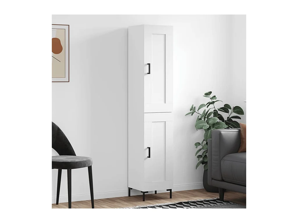 Buffet haut Blanc 34,5x34x180 cm Bois d'ingénierie