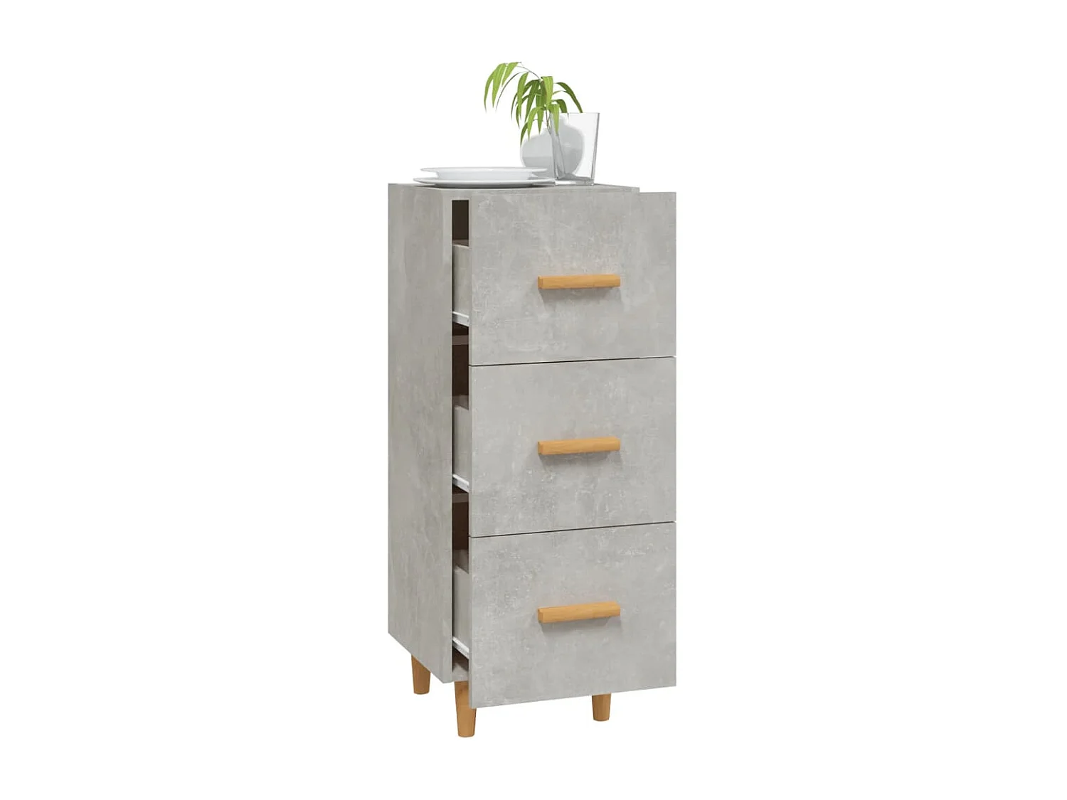 Buffet Gris béton 34,5x34x90 cm Bois d'ingénierie