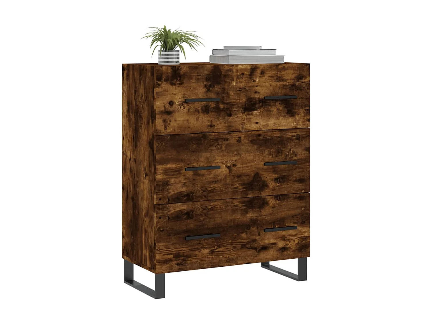 Buffet chêne fumé 69,5x34x90 cm bois d'ingénierie