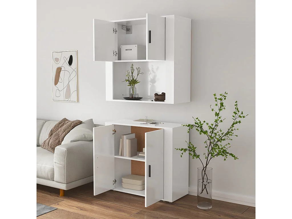 Hoge kastukkenbewerkt hout wit