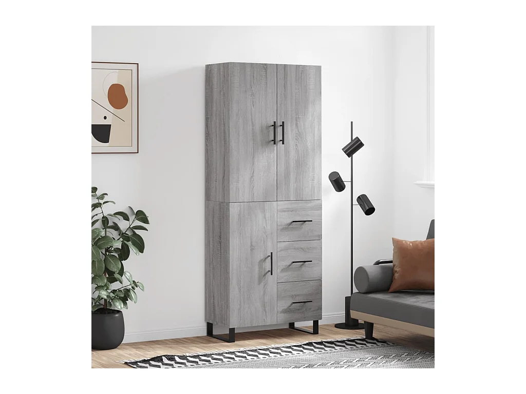 Hoge kastukken69,5x34x180 cm bewerkt hout grijs sonoma eikenkleurig