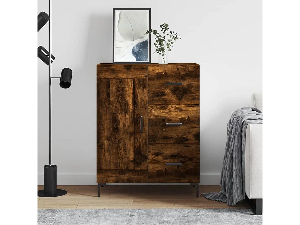 Buffet chêne fumé 69,5x34x90 cm bois d'ingénierie