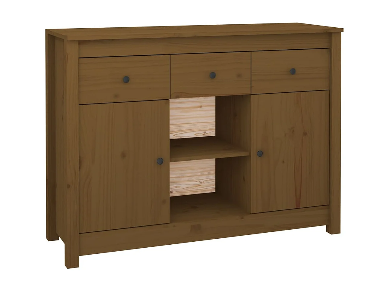 Aparador 100x35x74,5 cm madeira de pinho maciça castanho mel